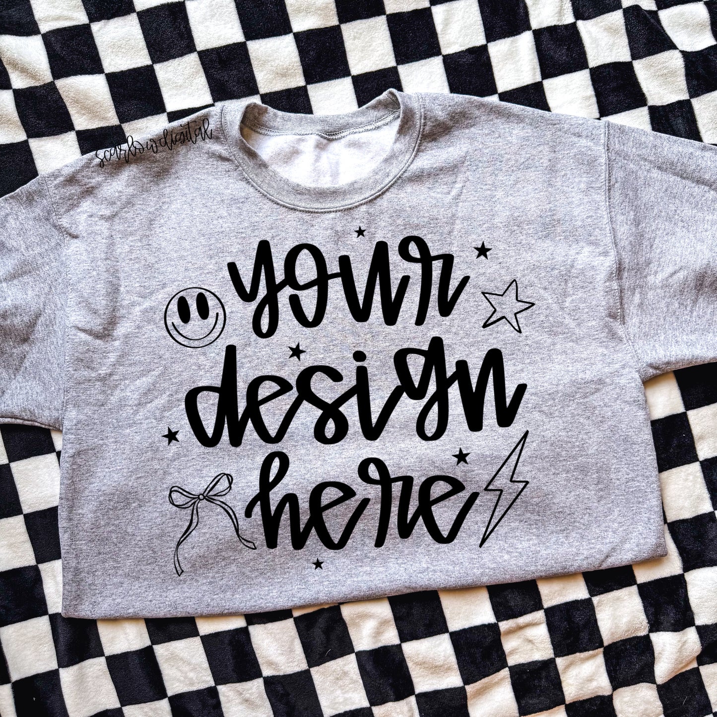 Grey Checkers Gildan Sweatshirt Mockup