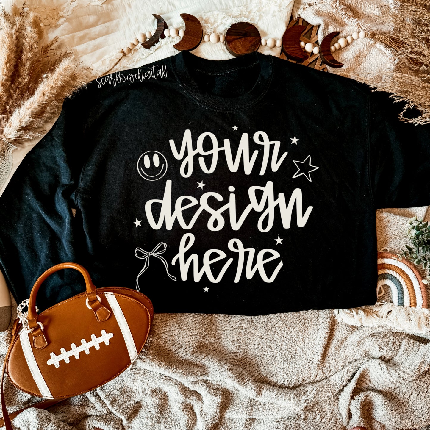 Black Football Gildan Sweatshirt Mockup