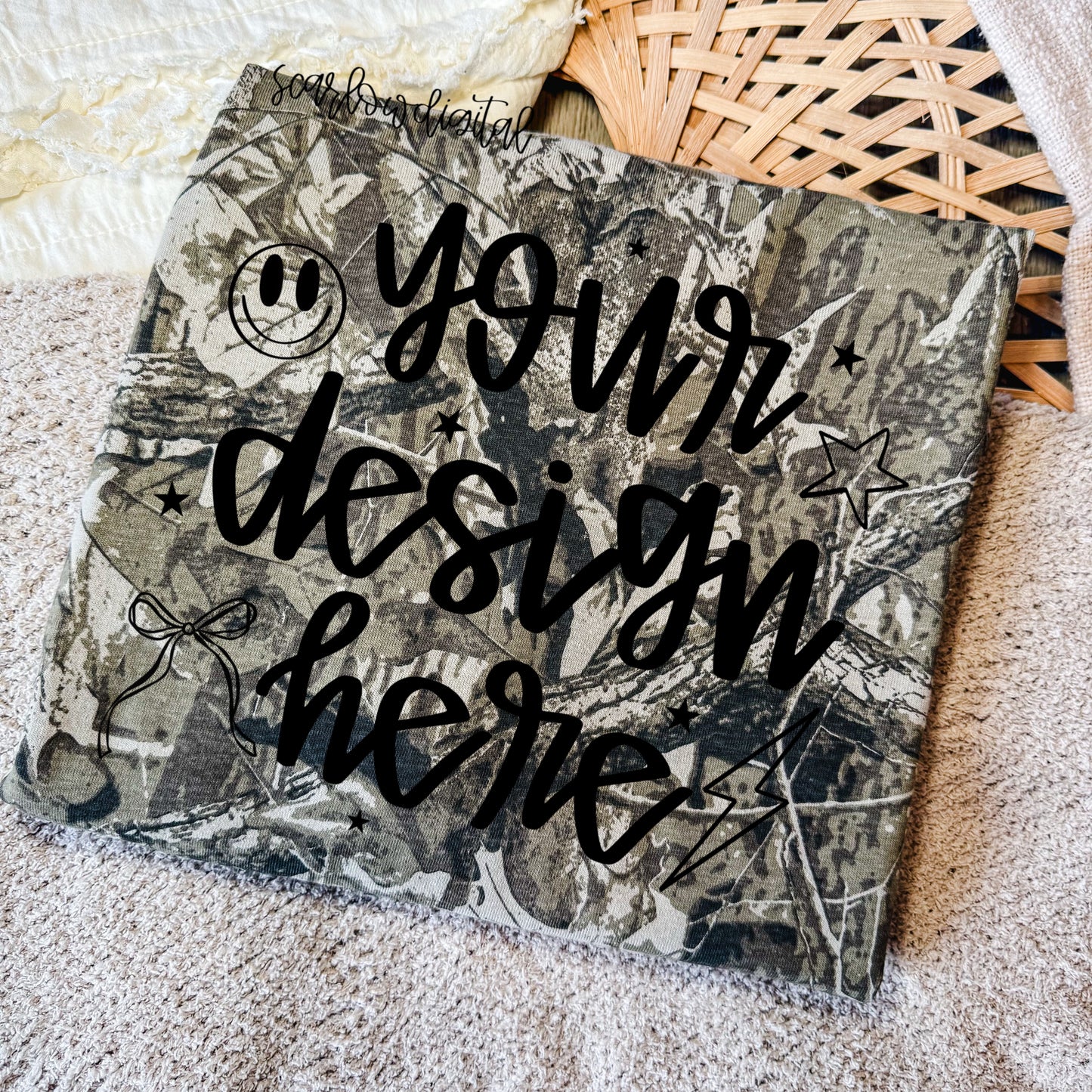 Camo Folded T-Shirt Mockup