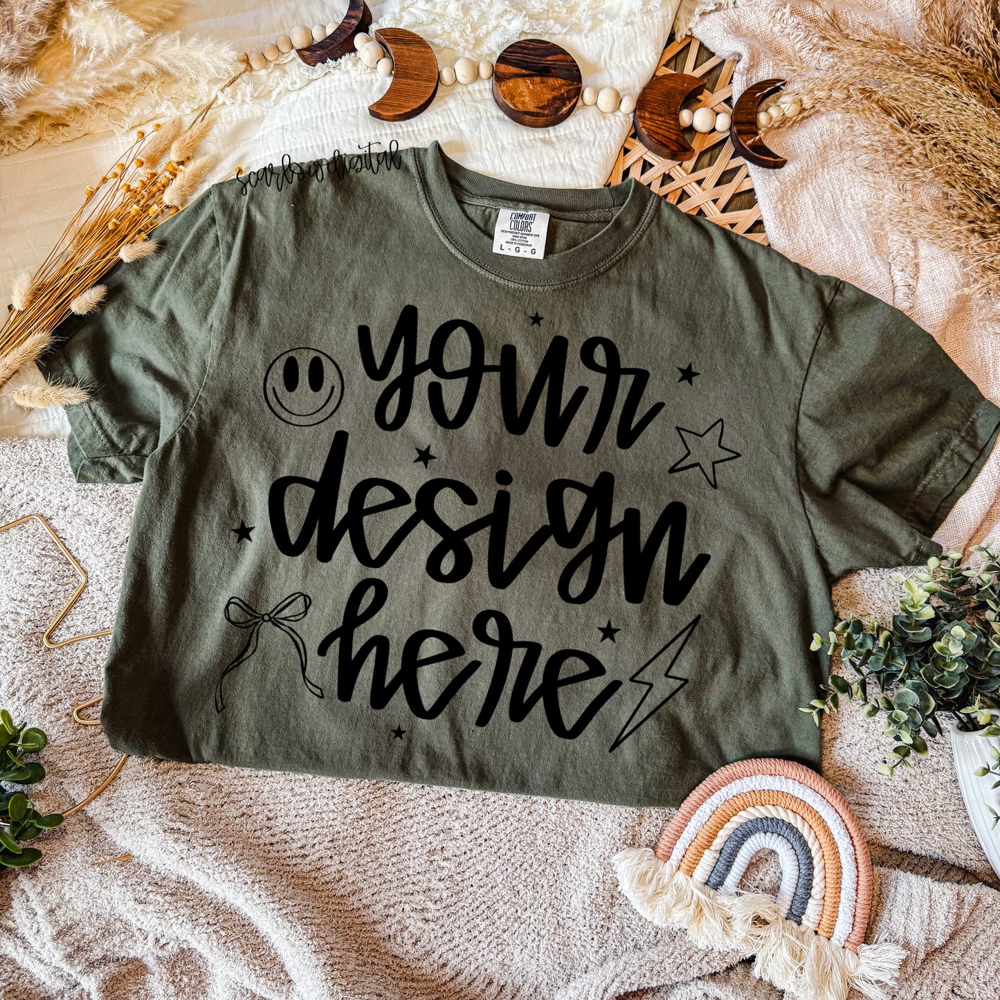 Sage Boho Comfort Colors T-Shirt Mockup