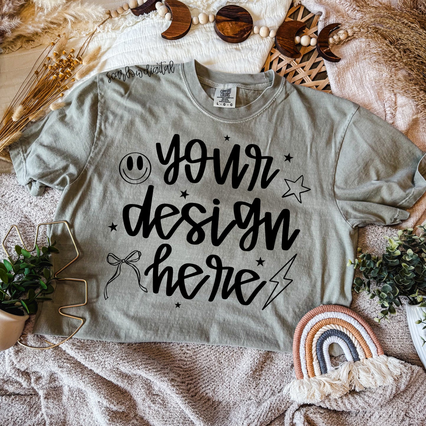 Sandstone Boho Comfort Colors T-Shirt Mockup