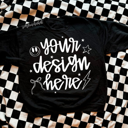 Black Checkers Gildan Sweatshirt Mockup