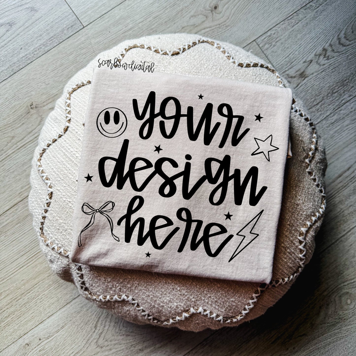 Ivory Folded Comfort Colors T-Shirt Mockup