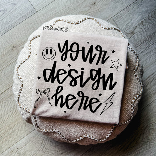 Ivory Folded Comfort Colors T-Shirt Mockup