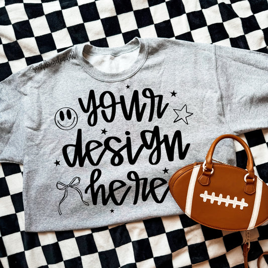 Grey Football Checkers Gildan Sweatshirt Mockup