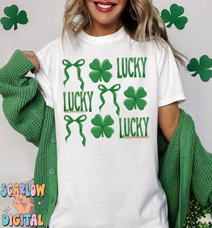 Lucky Bows and Clovers PNG Digital Design