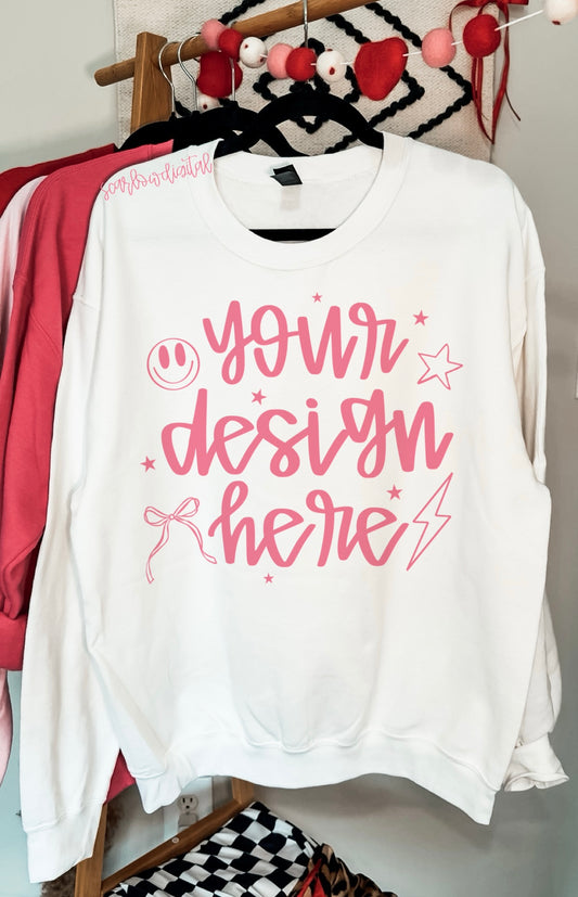 White Gildan - Unisex Heavy Blend Crewneck Sweatshirt 18000 Mockup