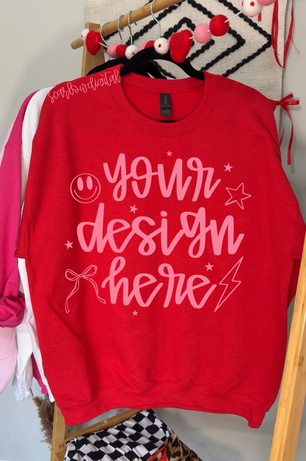 Red Gildan - Unisex Heavy Blend Crewneck Sweatshirt 18000 Mockup