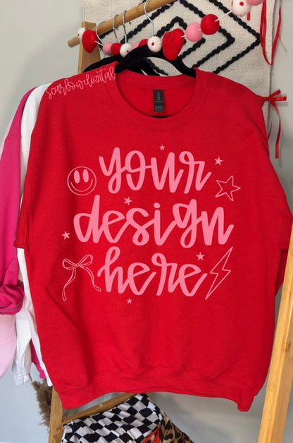 Red Gildan - Unisex Heavy Blend Crewneck Sweatshirt 18000 Mockup