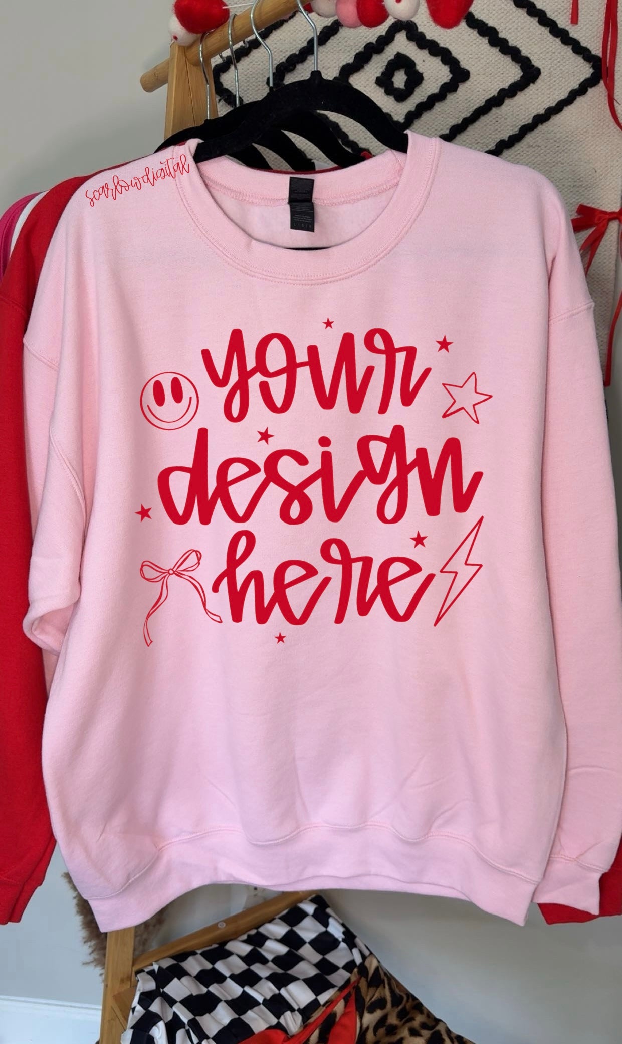 Light Pink Gildan - Unisex Heavy Blend Crewneck Sweatshirt 18000 Mockup