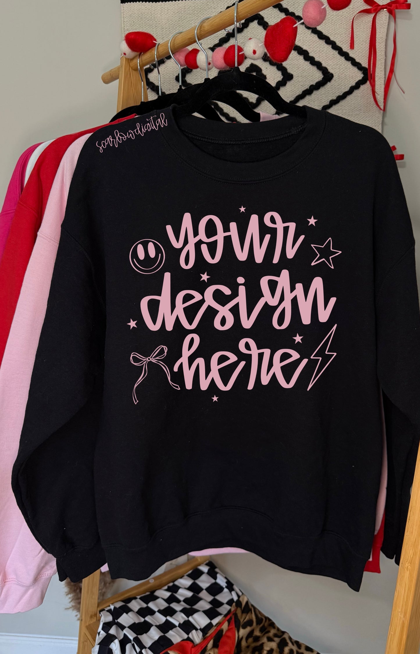 Black Gildan - Unisex Heavy Blend Crewneck Sweatshirt 18000 Mockup