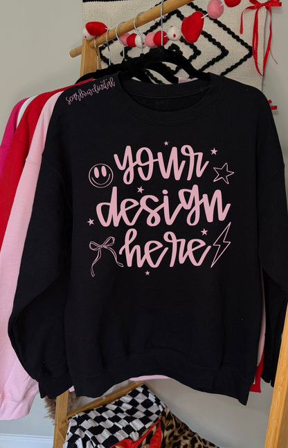 Black Gildan - Unisex Heavy Blend Crewneck Sweatshirt 18000 Mockup