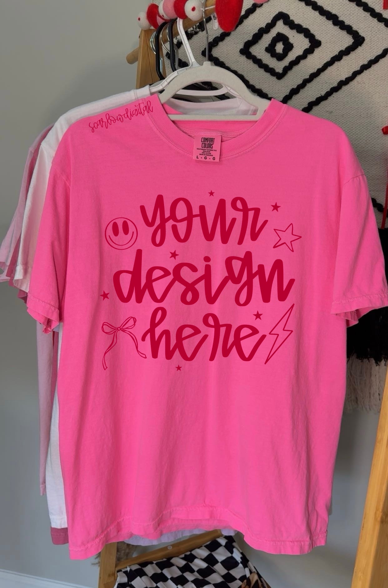 Neon Pink Comfort Colors Unisex Garment-Dyed Heavyweight T-Shirt 1717 Mockup