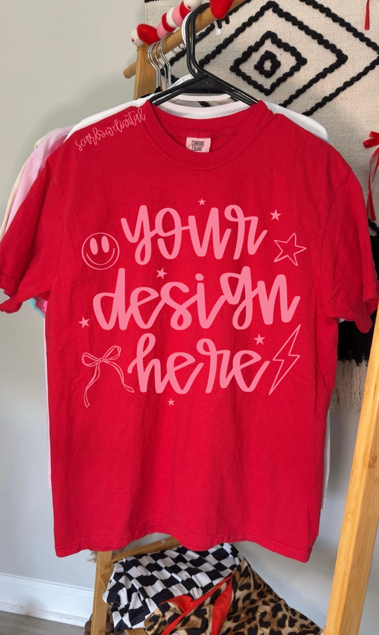 Red Comfort Colors Unisex Garment-Dyed Heavyweight T-Shirt 1717 Mockup