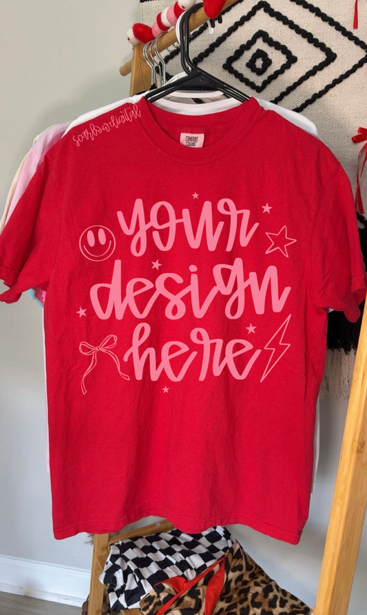 Red Comfort Colors Unisex Garment-Dyed Heavyweight T-Shirt 1717 Mockup