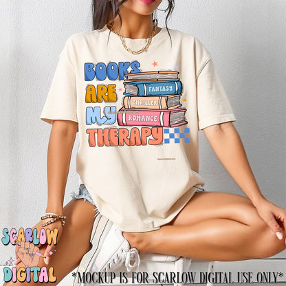 Books Are My Therapy PNG Digital Design