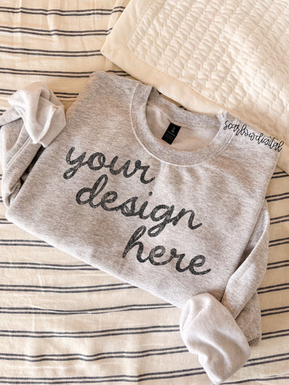 Ash Grey Gildan - Unisex Heavy Blend Crewneck Sweatshirt 18000 Mockup