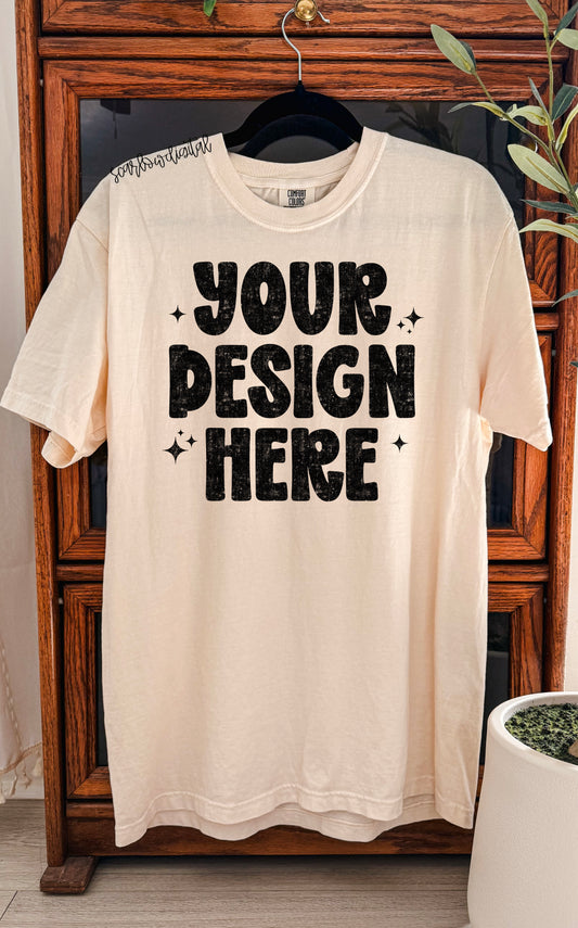 Ivory Comfort Colors Unisex Garment-Dyed Heavyweight T-Shirt 1717 Mockup