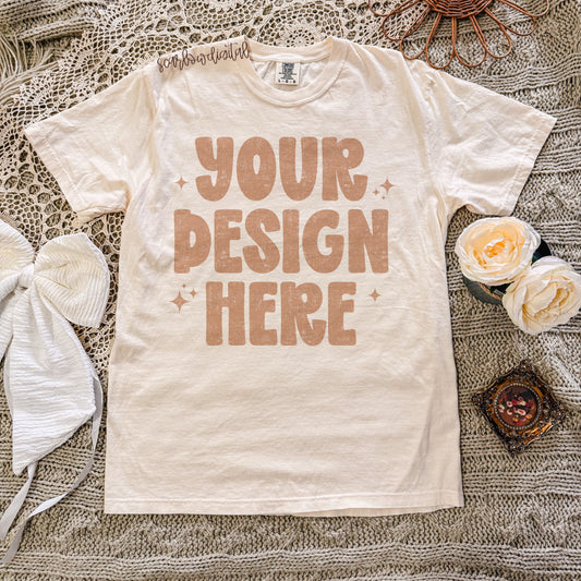 Ivory Comfort Colors Unisex Garment-Dyed Heavyweight T-Shirt 1717 Mockup