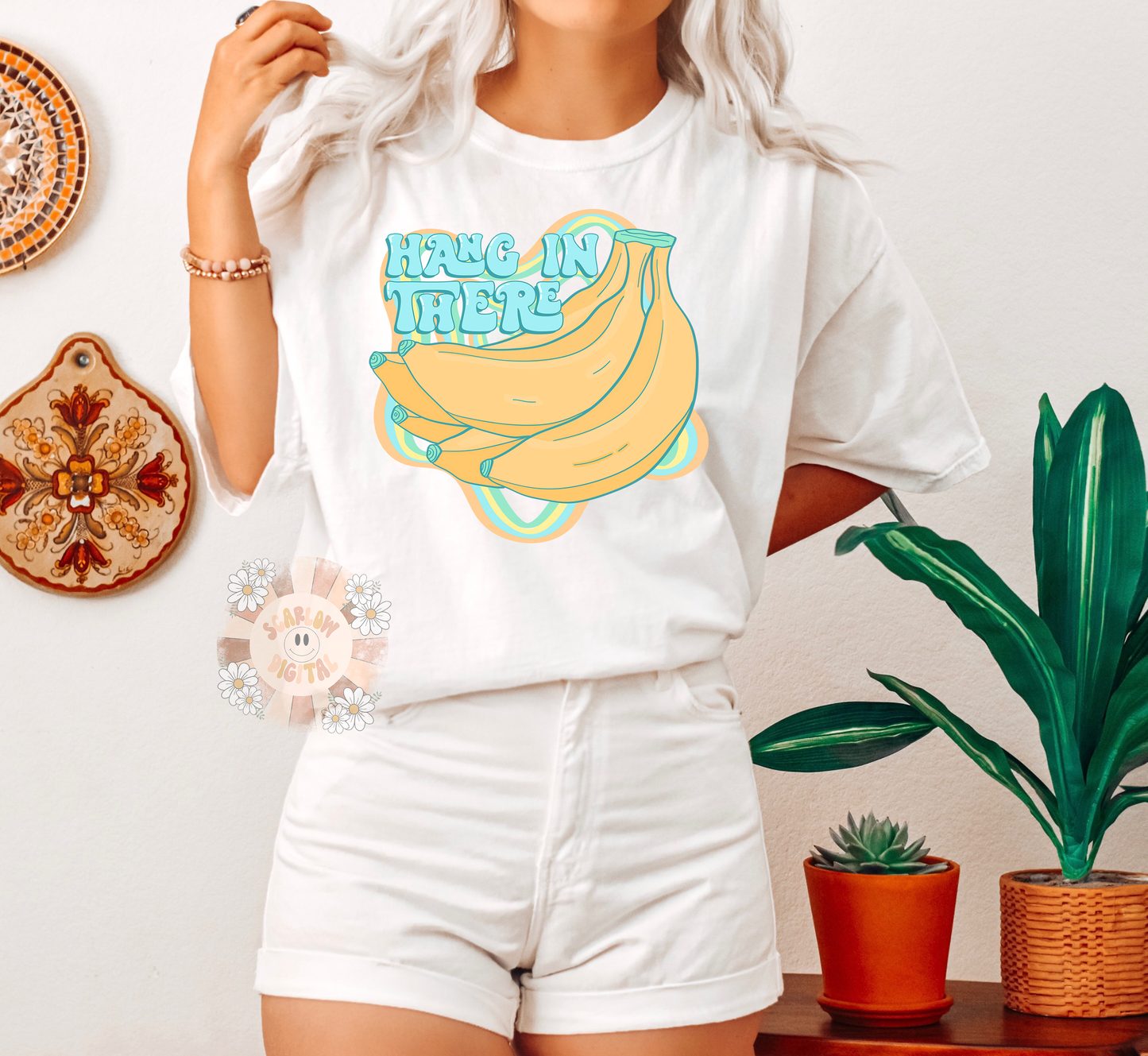 Hang in There PNG-Retro Sublimation Digital Design Download-colorful png, boy png, trendy png, bananas png, fruit puns png, funny png file
