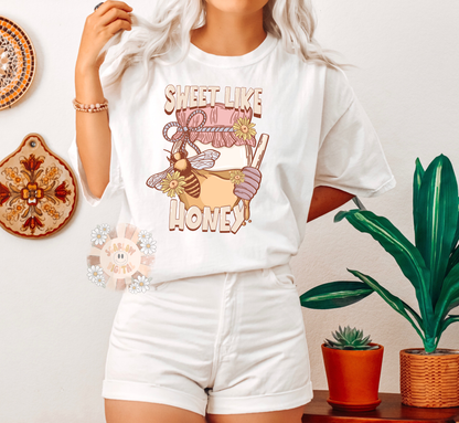 Sweet Like Honey PNG-Honey Bee Sublimation Digital Design Download-trendy png, boho png, honey comb png, summer png, vintage png, girly png