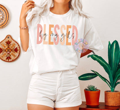 Blessed By My Girls PNG-Mama Sublimation Digital Design Download-mom of girls png, png for moms, boho mama png, simple mama png, mom designs