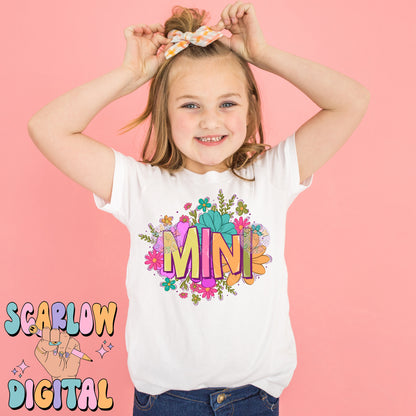 Floral Mini PNG-Flowers Sublimation Digital Design Download-png for kids, mama mini png, girl png, flower mini png, summer girl png