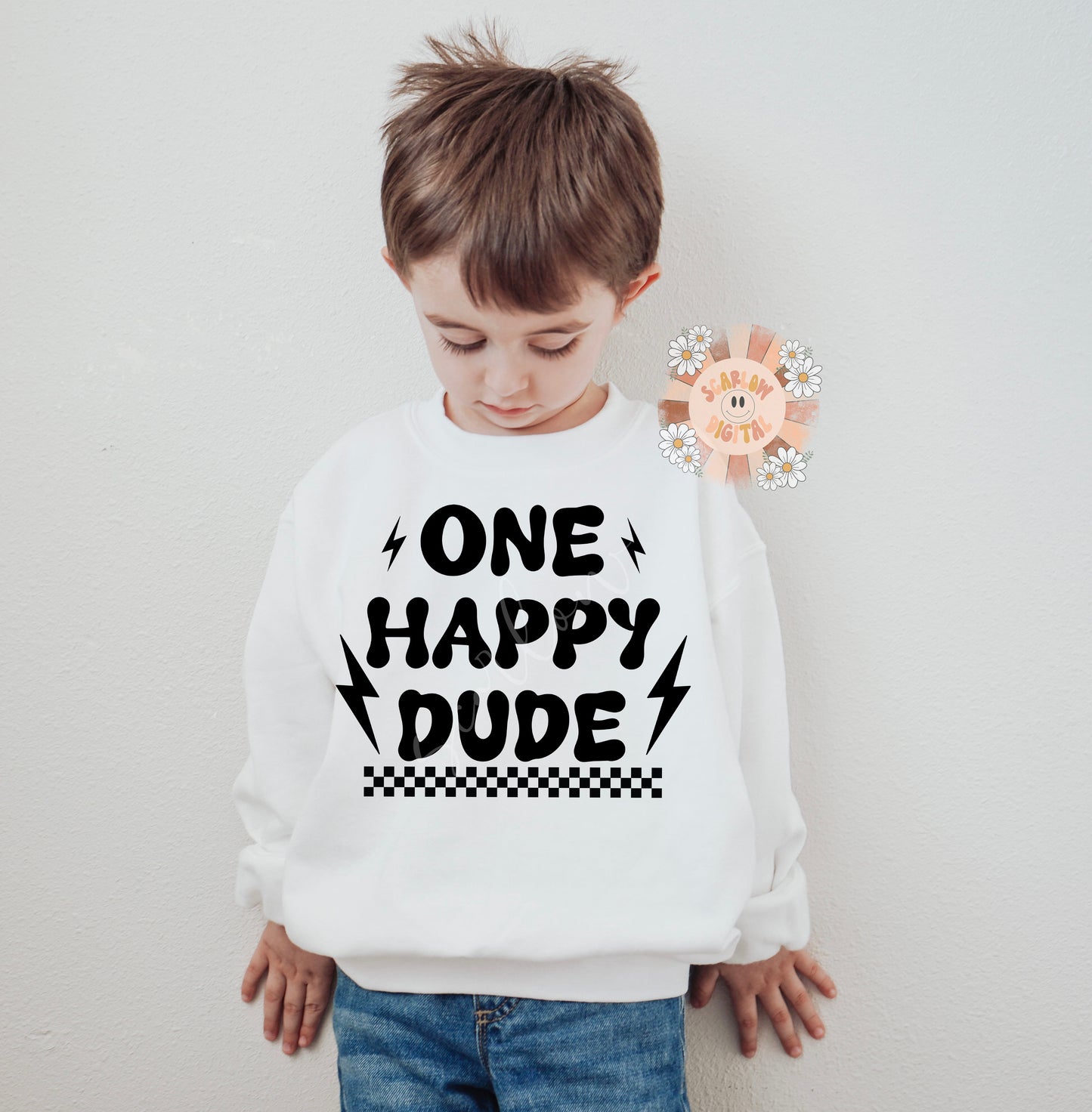 One Happy Dude SVG-Retro Cricut Cut File Digital Design Download-checkered svg, svg for boys, little boy svg, mommy & me svg, retro boy svg