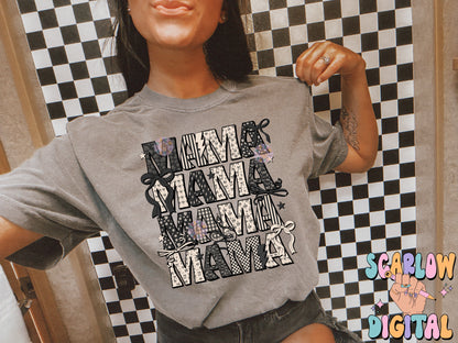 Coquette Varsity Mama PNG Digital Design, coquette mama shirt design, mama png design, bows varsity font mama png, edgy mama bows png files