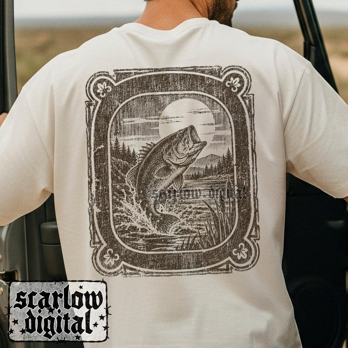 Bass Fishing PNG Digital Design