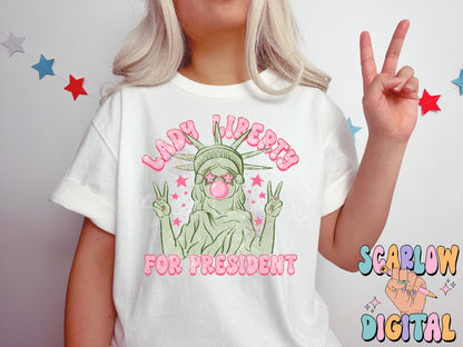 Lady Liberty For President PNG-Patriotic Sublimation Digital Design Download-statue of liberty png, fourth of july png, american png designs