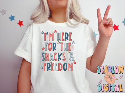 I'm Here For The Snacks and Freedom July 4th PNG sublimation Design Download, red white and blue png, Independence Day png, Fourth of July