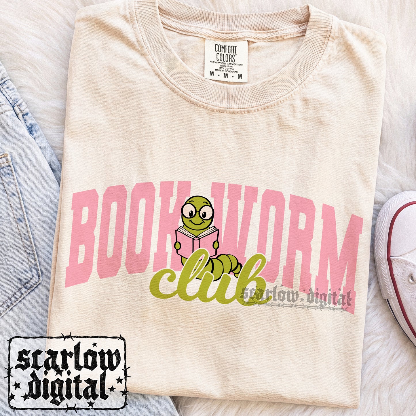 Book Worm Club PNG Digital Design