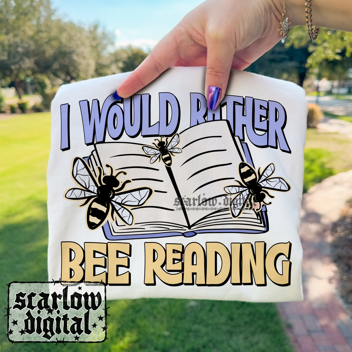 I'd Rather Bee Reading PNG Digital Design
