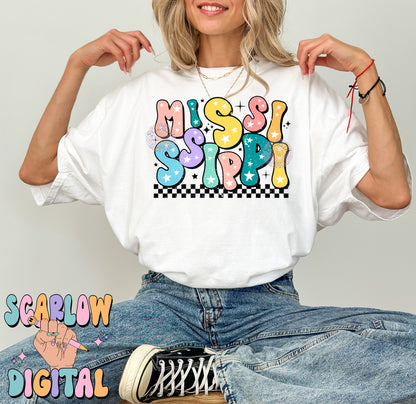 Mississippi PNG Digital Design Download, city png design, colorful png, star png, women png, Mississippi tshirt png, retro png, hometown png