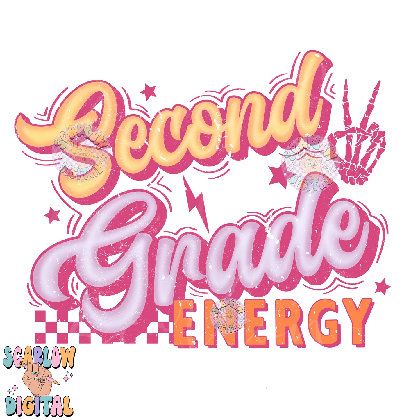 Second Grade PNG Digital Design Download, back to school png, checkered png, girl school png, retro png, trendy png, first day png