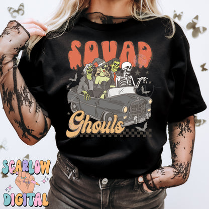 Squad Ghouls PNG Digital Design Download, Halloween png, spooky season png, checkers png, skeleton png, witch png, zombie png, horror png