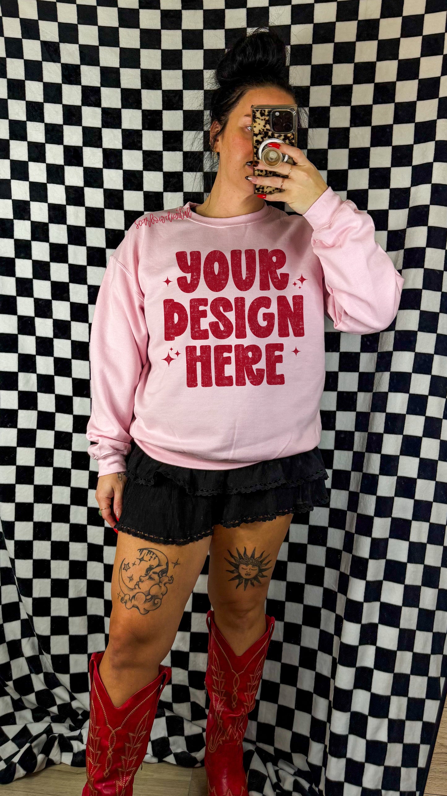 ✨ NEW NEW NEW ✨ Light Pink Gildan - Unisex Heavy Blend Crewneck Sweatshirt 18000 Mockup