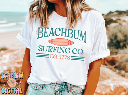 Beach Bum Surfing Co PNG-Summer Sublimation Digital Design Download-surfing png, beach png, ocean png, png for summer, unisex summer png