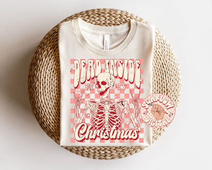 Dead Inside But It's Christmas PNG-Christmas Sublimation Digital Design Download-skeleton png, holidays png, santa claus png, funny png file