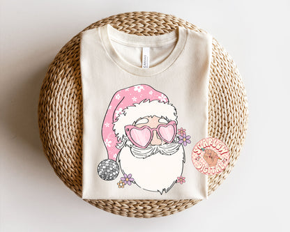 Disco Santa Claus PNG-Christmas Sublimation Digital Design Download-christmas flowers, preppy santa png, groovy christmas png, disco png