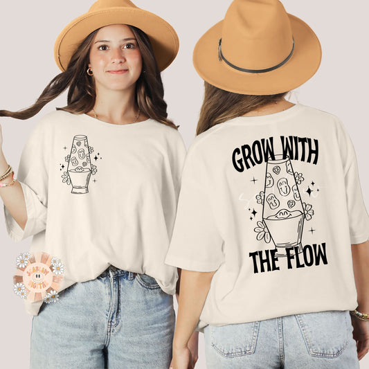 Grow With The Flow Pocket and Back SVG Bundle-Groovy Cut File Digital Design Download-flowers svg, hippie svg, popular svg, trendy svg