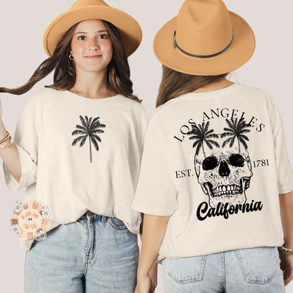 Los Angeles California Pocket and Back PNG Bundle-front and back png, pocket png, skeleton png, skull png, LA png designs, palm tree png