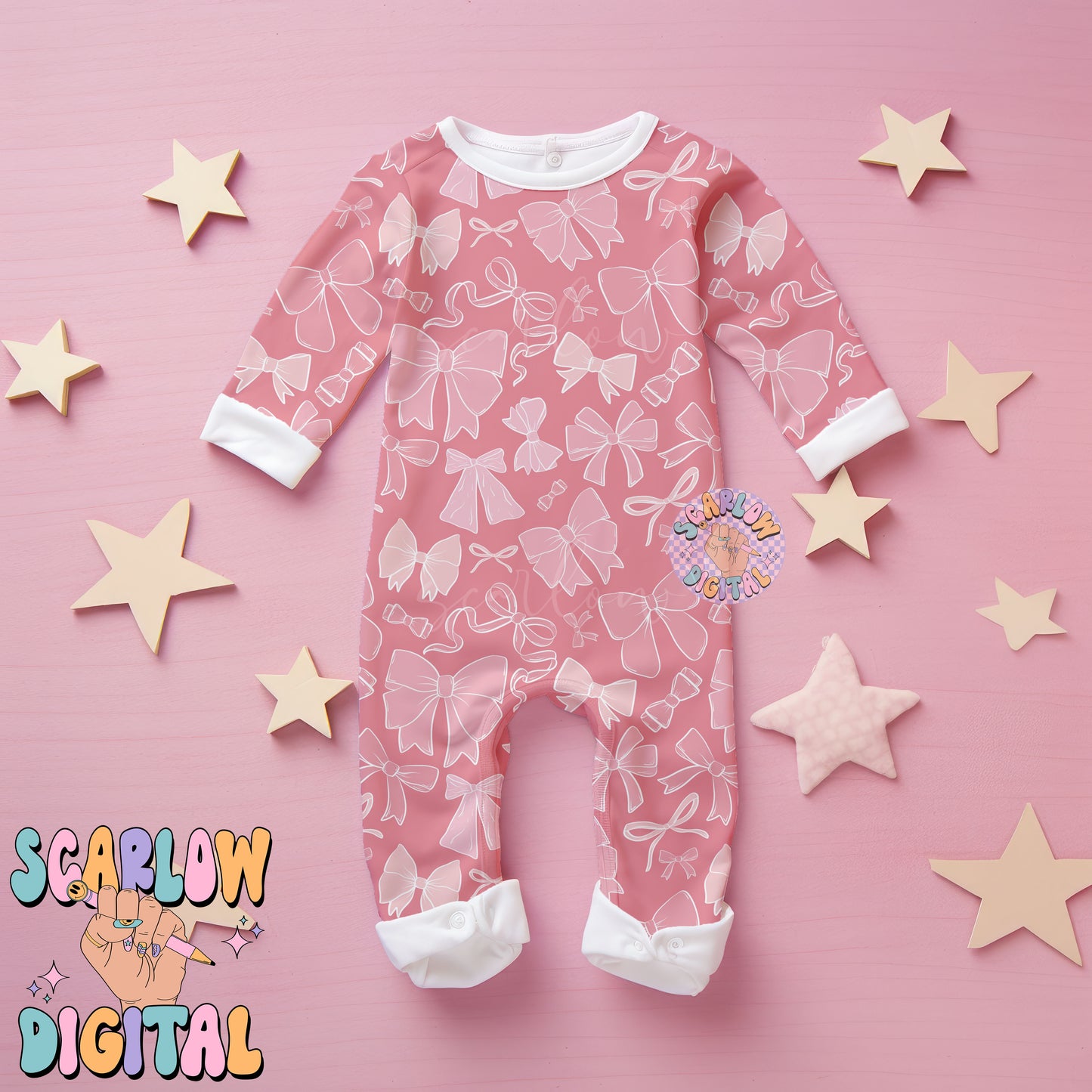 Dainty Bows Seamless Pattern-Coquette Sublimation Digital Design Download-frilly seamless file, girly seamless pattern, simple seamless