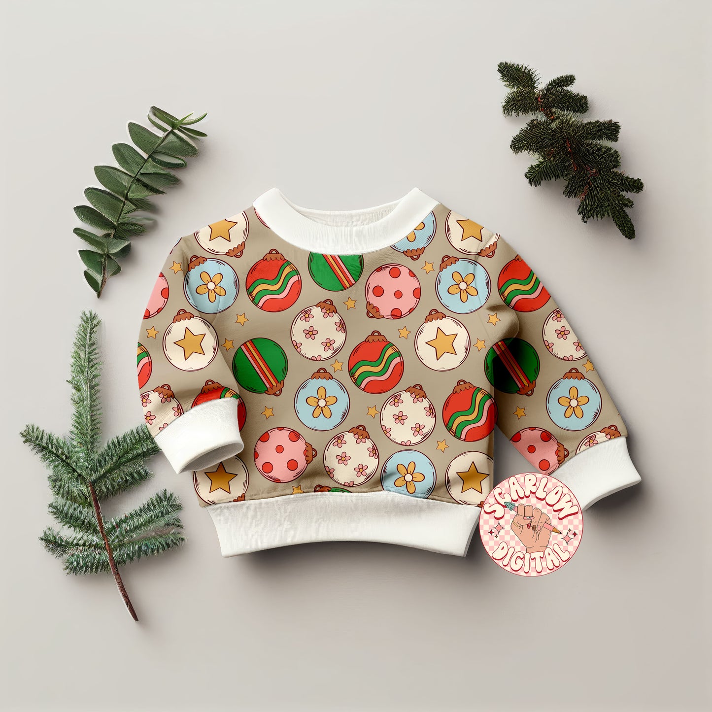 Ornaments Seamless Pattern-Christmas Sublimation Digital Design Download-floral christmas seamless, girly christmas seamless pattern design