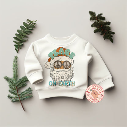 Peace on Earth PNG-Christmas Sublimation Digital Design Download-santa claus png, peace christmas png, groovy santa png, hippie santa png
