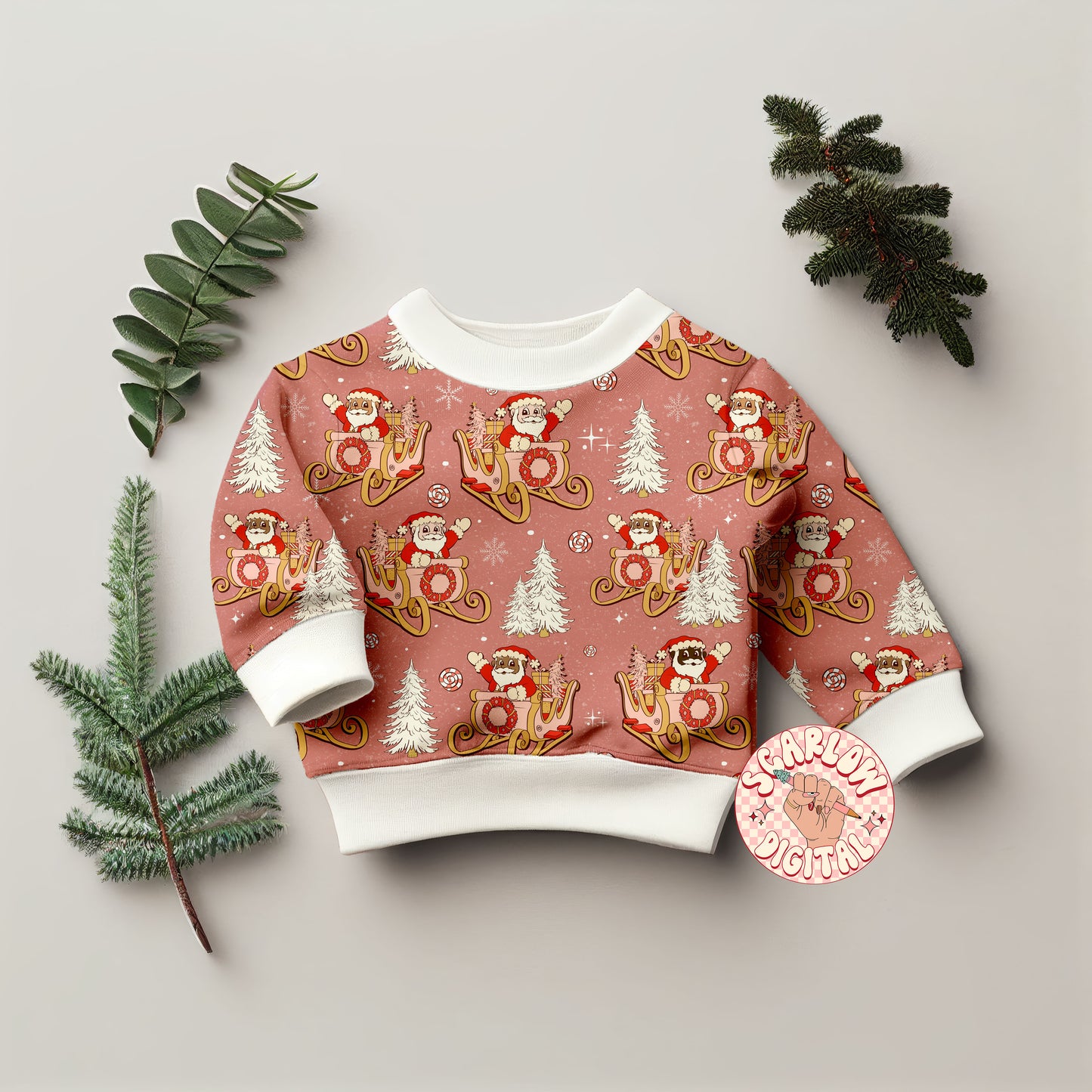 Santa's Sleigh Seamless Pattern-Christmas Sublimation Digital Design Download-funny christmas seamless pattern, girl christmas seamless file