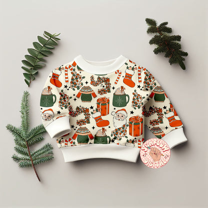 Traditional Christmas Seamless Pattern Sublimation Digital Design Download, santa claus seamless pattern, christmas lights seamless pattern