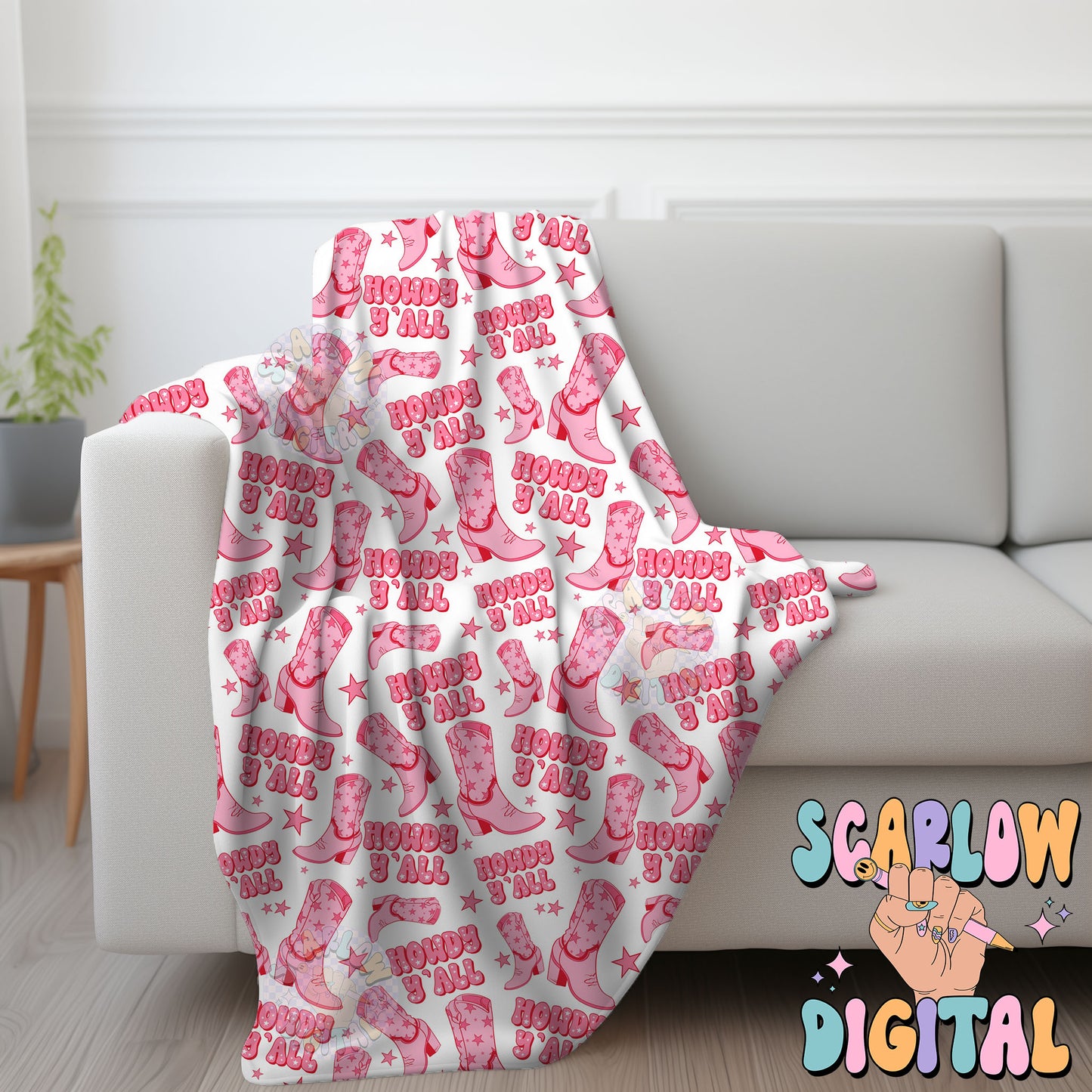 Howdy Y'all Seamless Pattern-Western Sublimation Digital Design Download-cowgirl seamless pattern, preppy seamless file, girly seamless file