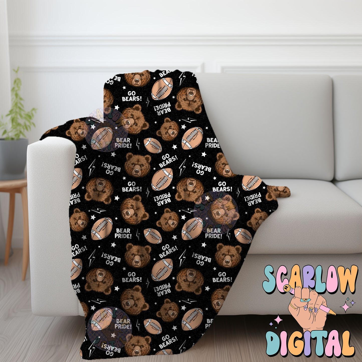 Bears Seamless Pattern Digital Design Download, bears football seamless file, team mascot digital prints, football season seamless patterns